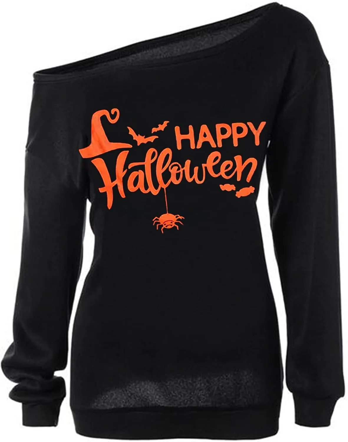 lymanchi Women Halloween Off Shoulder Sweatshirt Casual Loose Sexy Pullover Tops