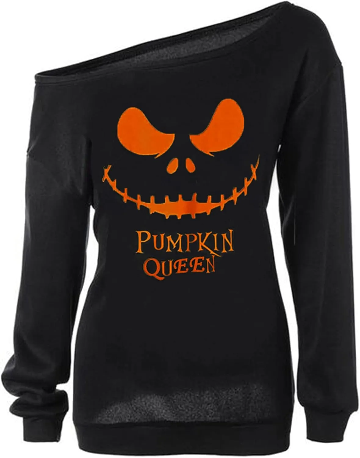 lymanchi Women Halloween Off Shoulder Sweatshirt Casual Loose Sexy Pullover Tops