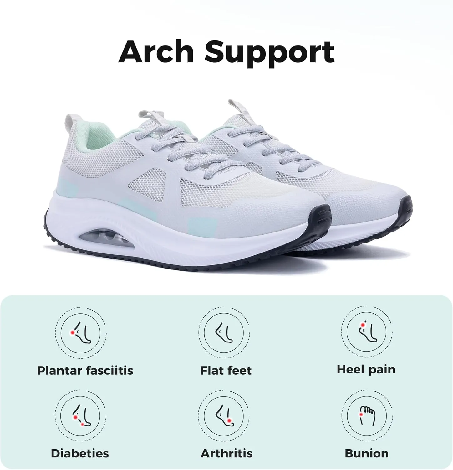 MAFEKE Womens Walking Shoes with Arch Support, Air Tennis Orthotic Fashion Sneakers for Plantar Fasciitis Pain Relief Size 5.5-11