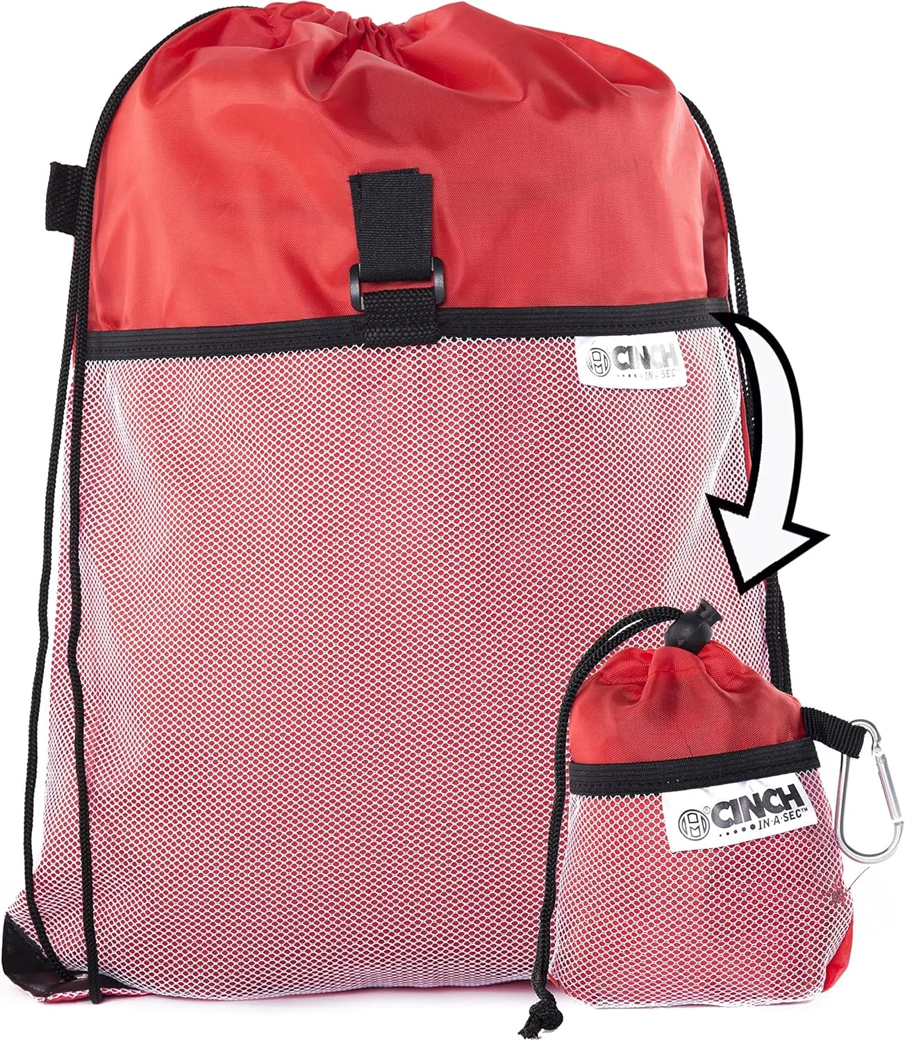 Mato & Hash Lightweight Reusable Fold Up Bags | Packable Backpacks, Reusable Drawstring Bag with Attached Fold Up Pocket