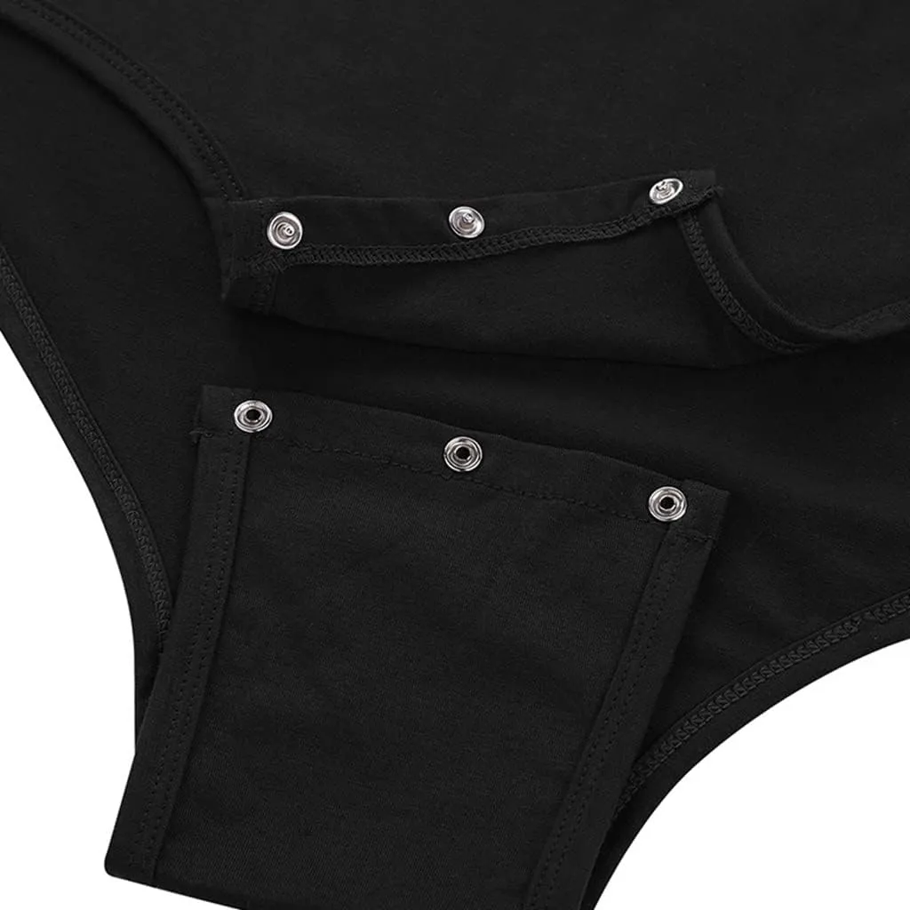 Men's Bodysuit Undershirts Press Button Crotch Shirt Leotard Top Pajamas Short Sleeve Rompers Pajamas