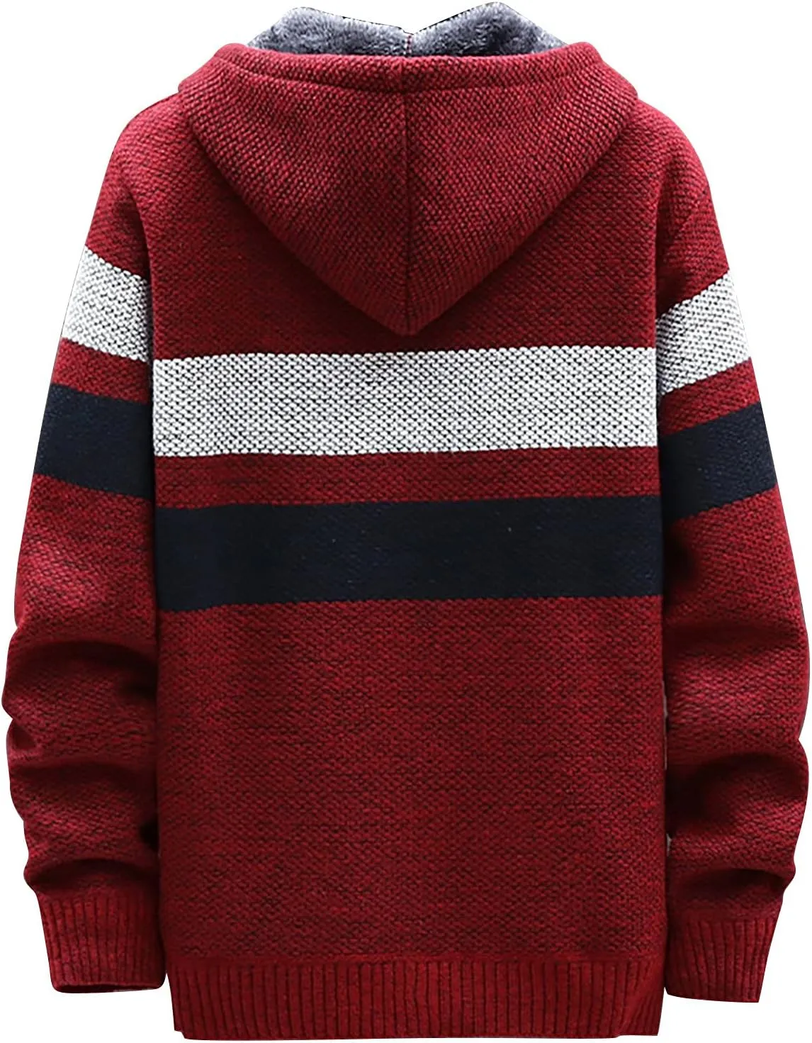 Men's Full-Zip Fleece Knitted Regular Fit Full Zip Cardigan Sweater with Soft Brushed Flannel Lining