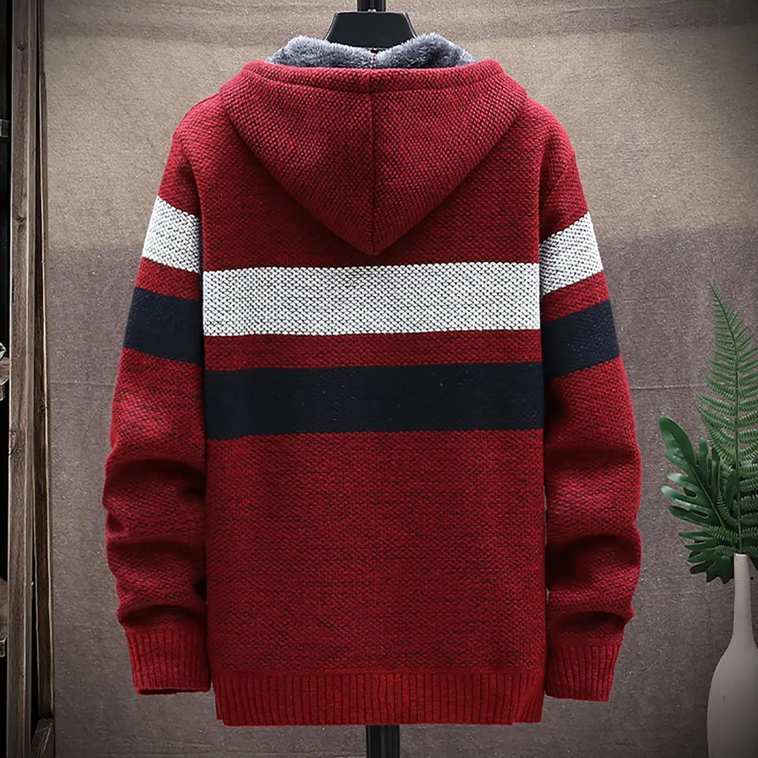Men's Full-Zip Fleece Knitted Regular Fit Full Zip Cardigan Sweater with Soft Brushed Flannel Lining
