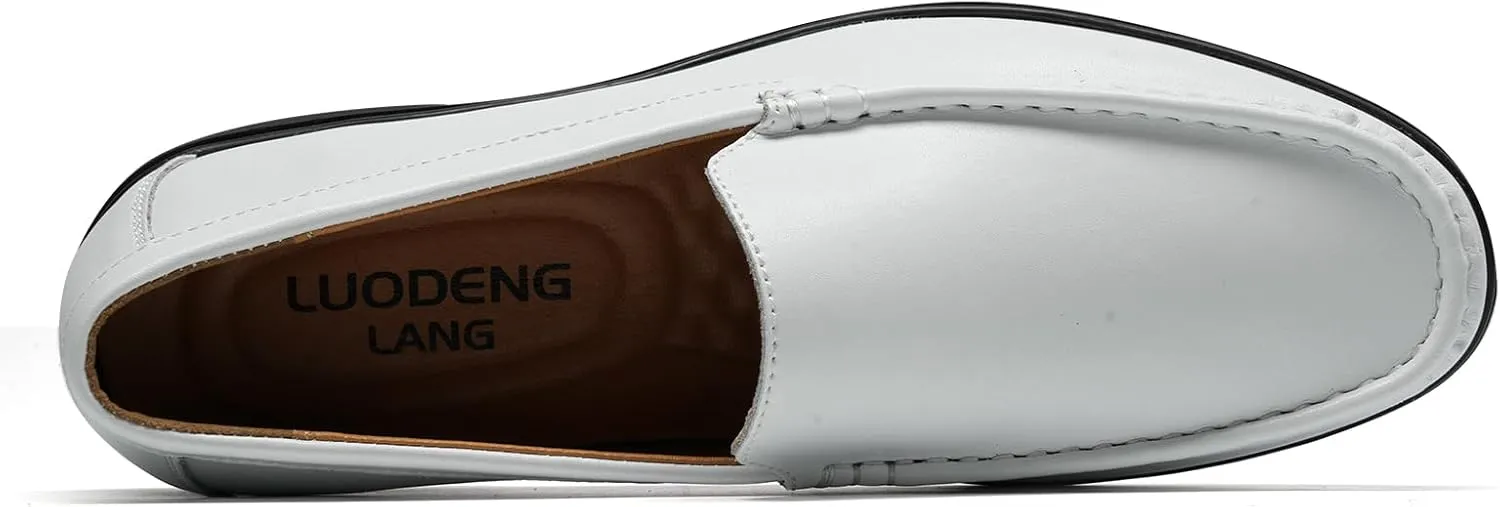 Mens Loafers Casual Leather Slip-On Oxfords Driving Shoes Dress Soft Comfortable & Light-Weight Black