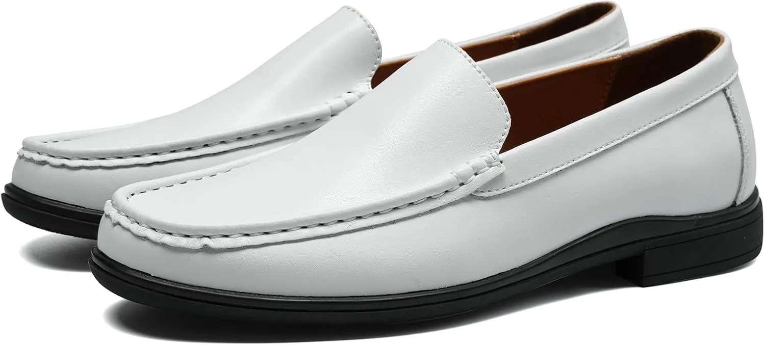 Mens Loafers Casual Leather Slip-On Oxfords Driving Shoes Dress Soft Comfortable & Light-Weight Black