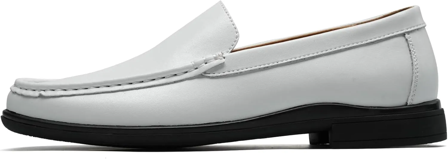 Mens Loafers Casual Leather Slip-On Oxfords Driving Shoes Dress Soft Comfortable & Light-Weight Black