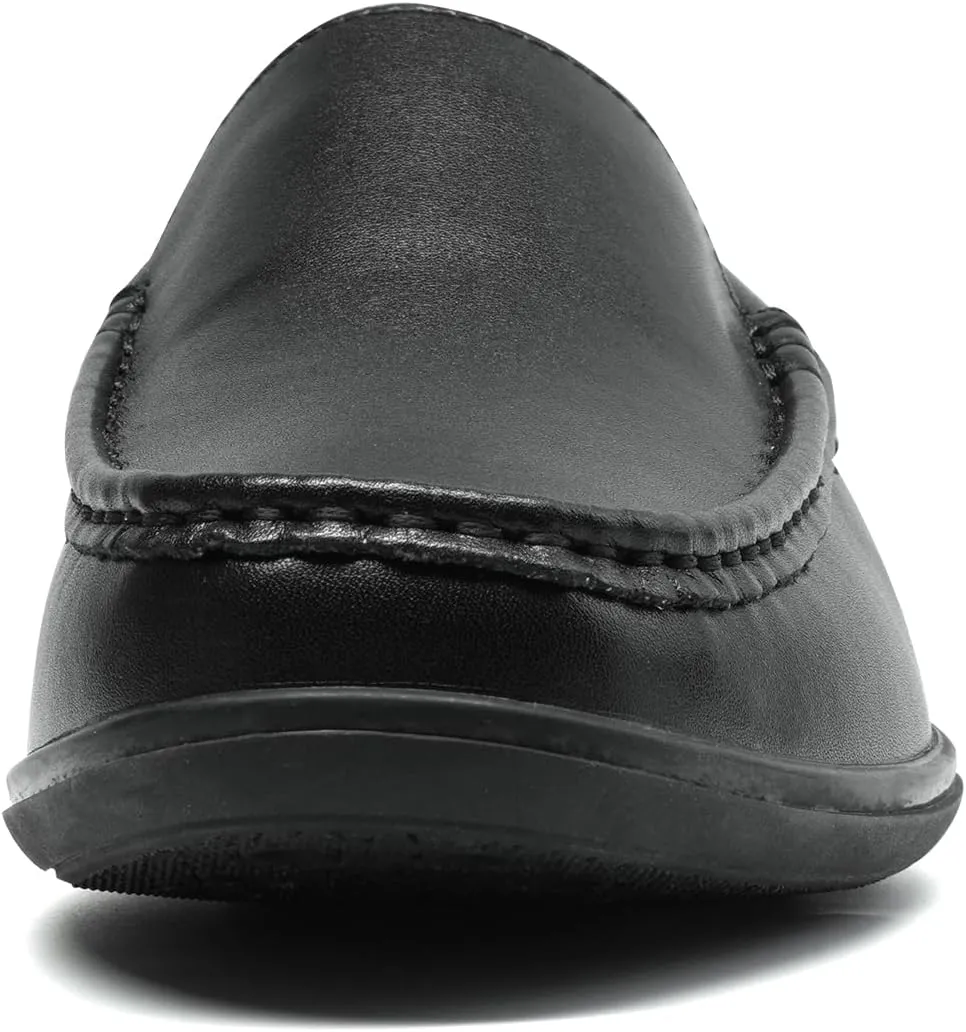 Mens Loafers Casual Leather Slip-On Oxfords Driving Shoes Dress Soft Comfortable & Light-Weight Black