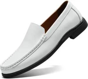 Mens Loafers Casual Leather Slip-On Oxfords Driving Shoes Dress Soft Comfortable & Light-Weight Black