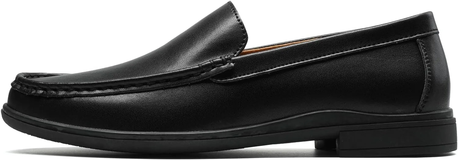 Mens Loafers Casual Leather Slip-On Oxfords Driving Shoes Dress Soft Comfortable & Light-Weight Black