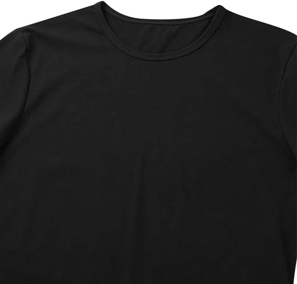 Men's One Piece Press Button Crotch Solid T-Shirt Bodysuit Short Sleeve Undershirt Press Leotard Top
