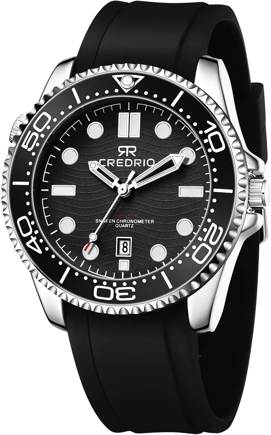 Mens Watches Waterproof Rubber Band Watch for Men Luminous Hands and Markers Date Display Wrist Watch