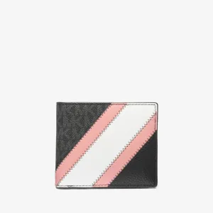 Michael Kors Cooper Logo And Faux Leather Billfold Wallet, Black/Pink/White