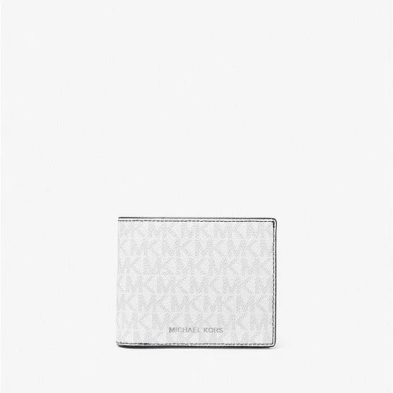 Michael Kors Harrison Logo Billfold With Passcase Wallet, white
