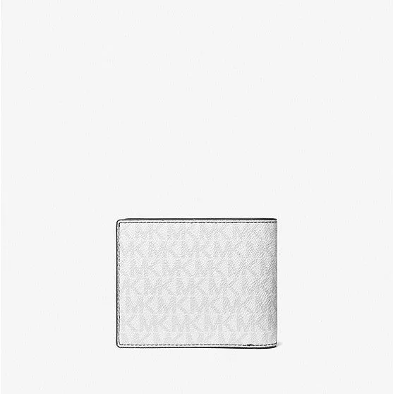 Michael Kors Harrison Logo Billfold With Passcase Wallet, white