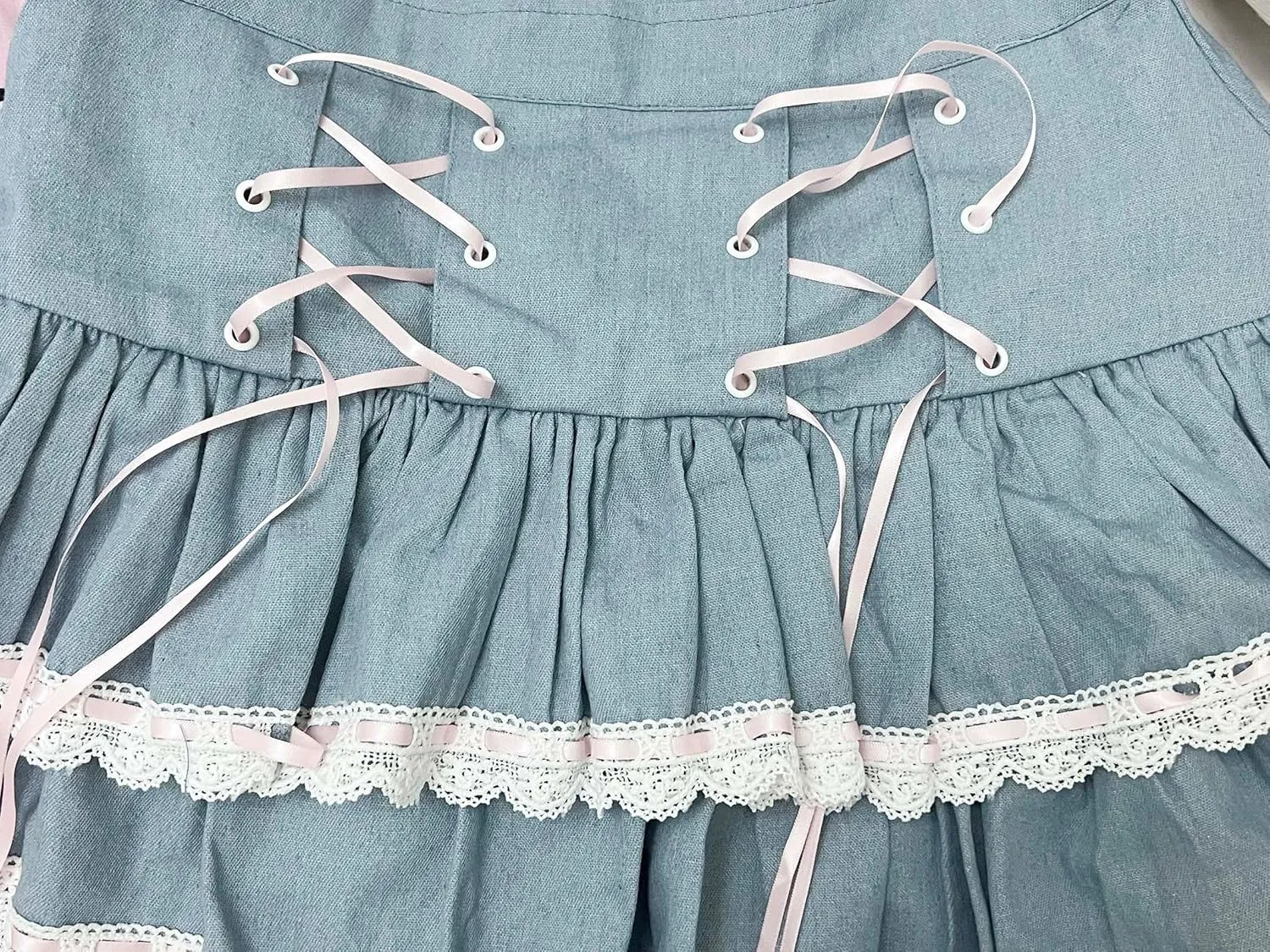 Mini Denim Skirt Women High Waisted Tiered Ruffle Skort Skirts Trendy Cute Lace Up A Line Short Jean Skirt