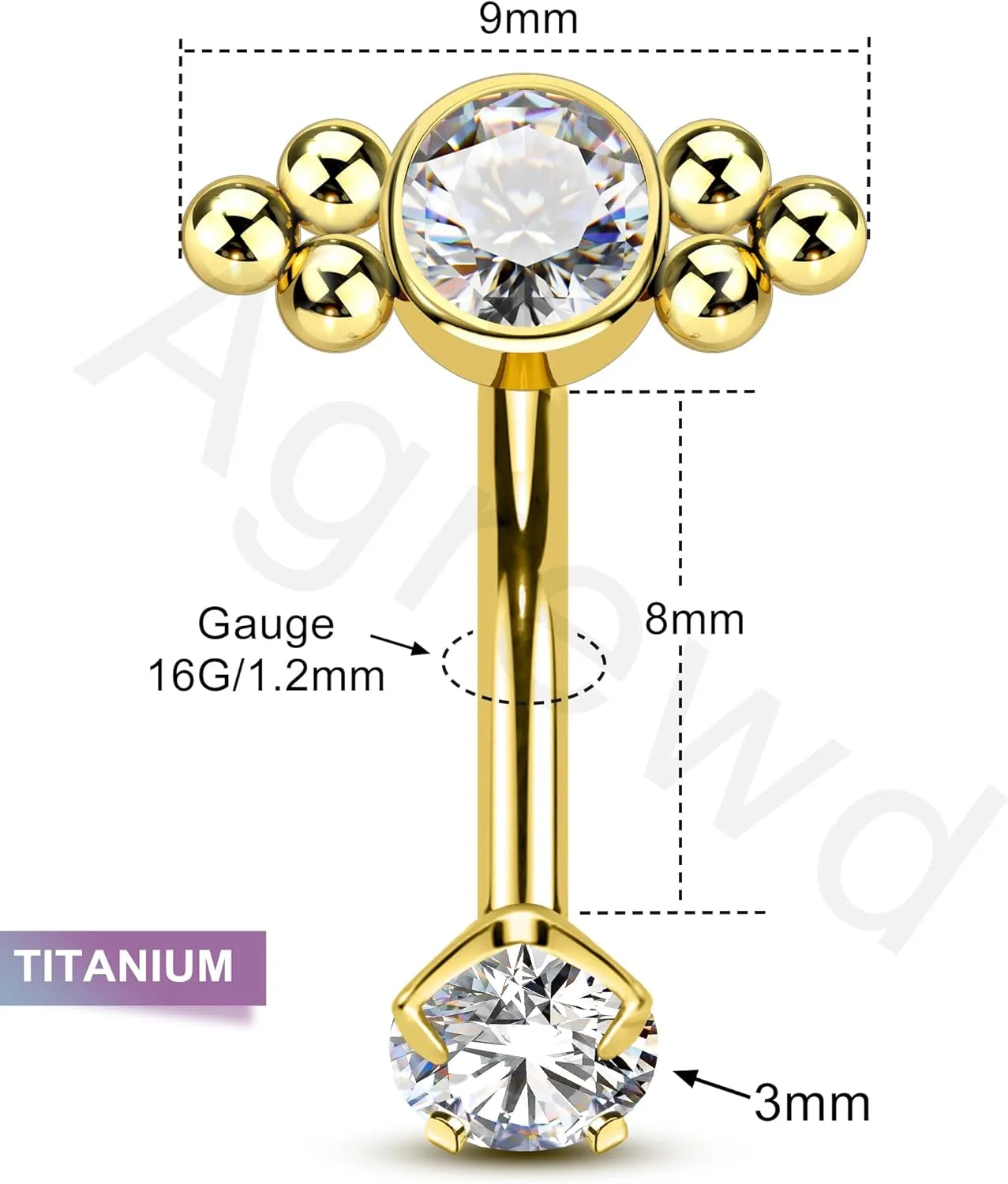 Minimalist Rook Earrings, G23 Solid Titanium Eyebrow Rook Piercing Jewelry, 16G Internally Thread Vertical Labret Stud