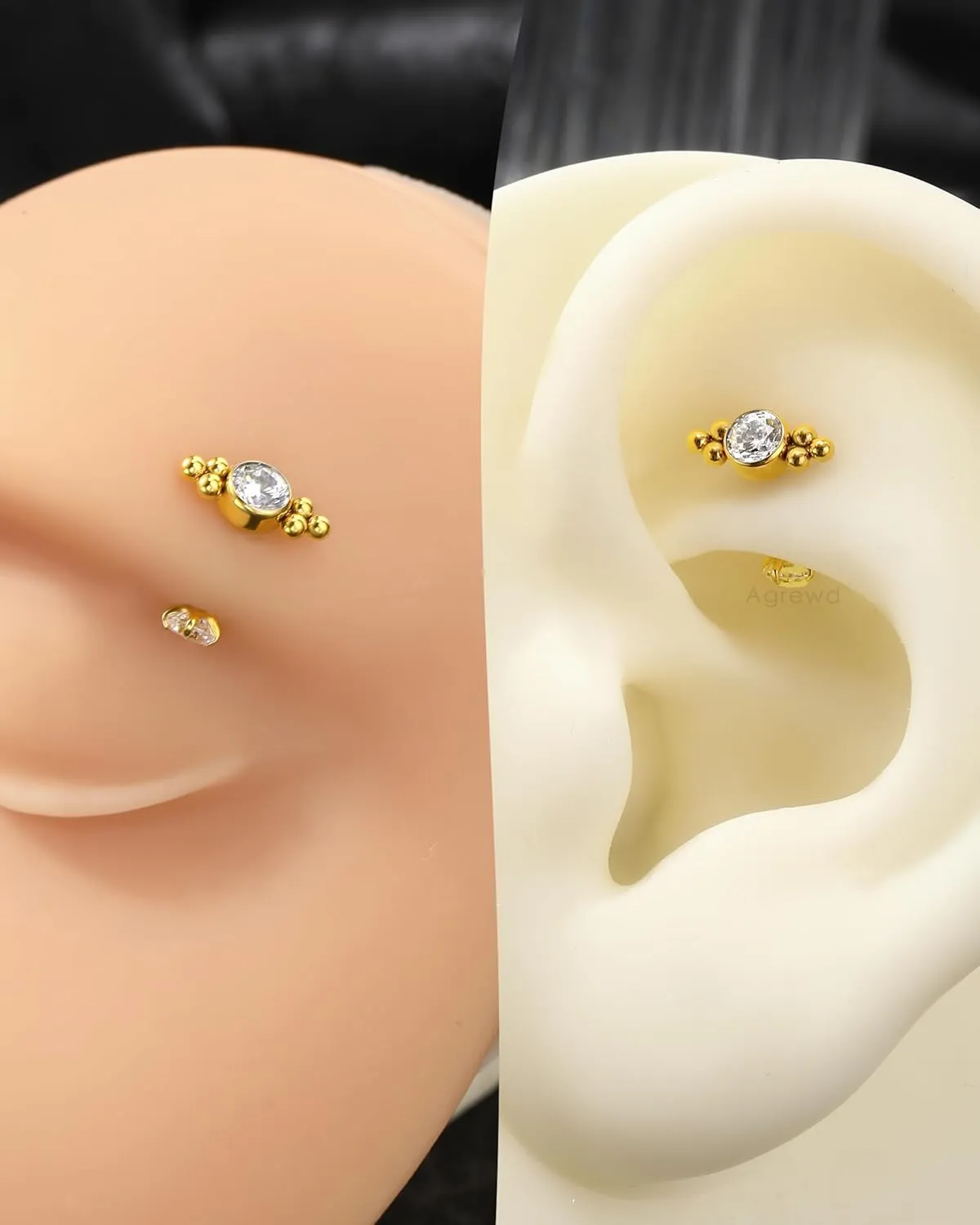 Minimalist Rook Earrings, G23 Solid Titanium Eyebrow Rook Piercing Jewelry, 16G Internally Thread Vertical Labret Stud