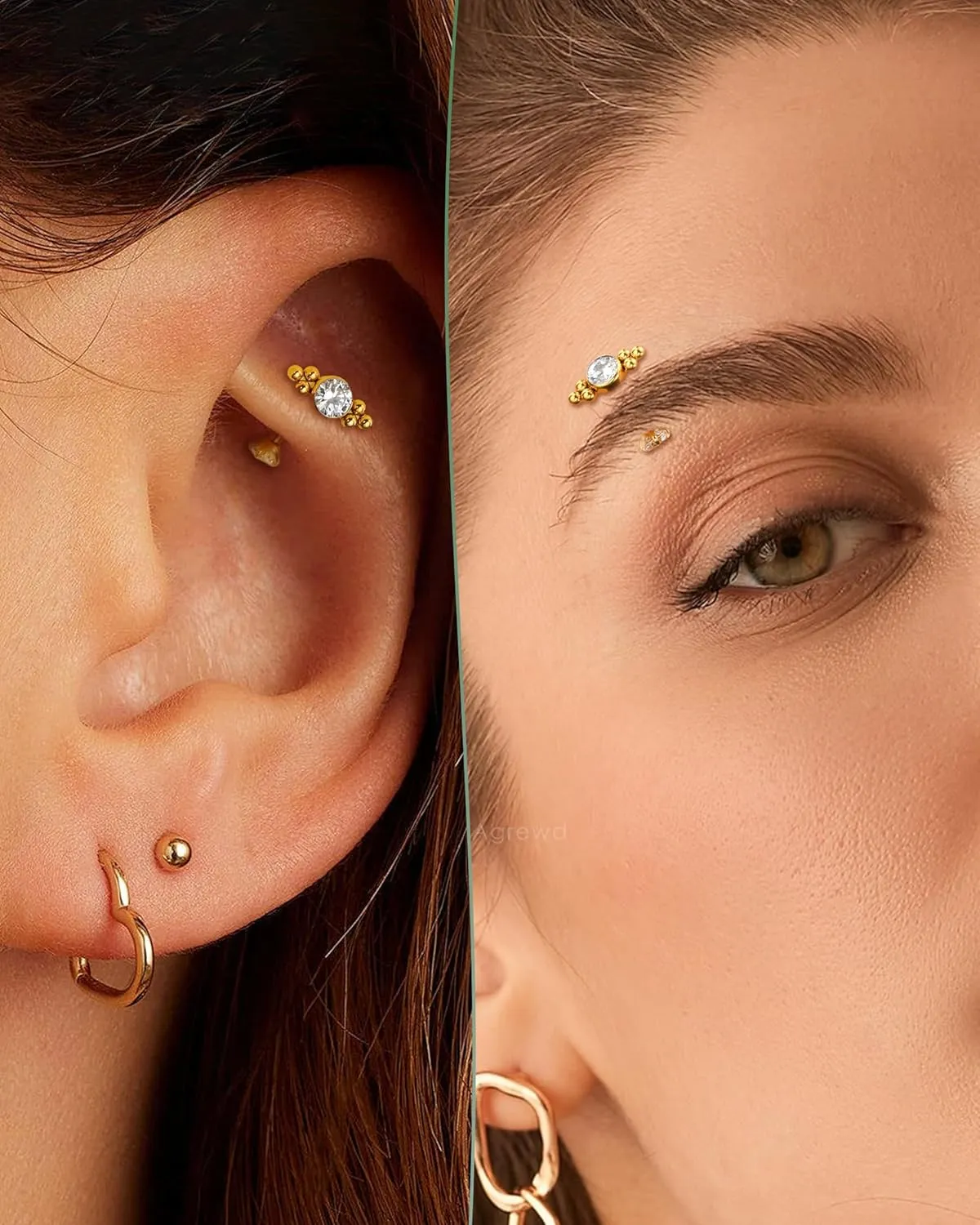 Minimalist Rook Earrings, G23 Solid Titanium Eyebrow Rook Piercing Jewelry, 16G Internally Thread Vertical Labret Stud