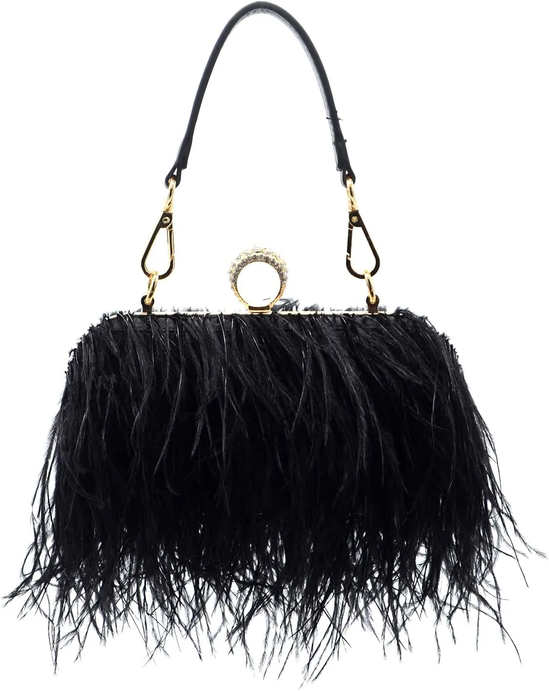 Miuco Women Feather Clutch Purse Shoulder Crossbody Bag Evening Handbags