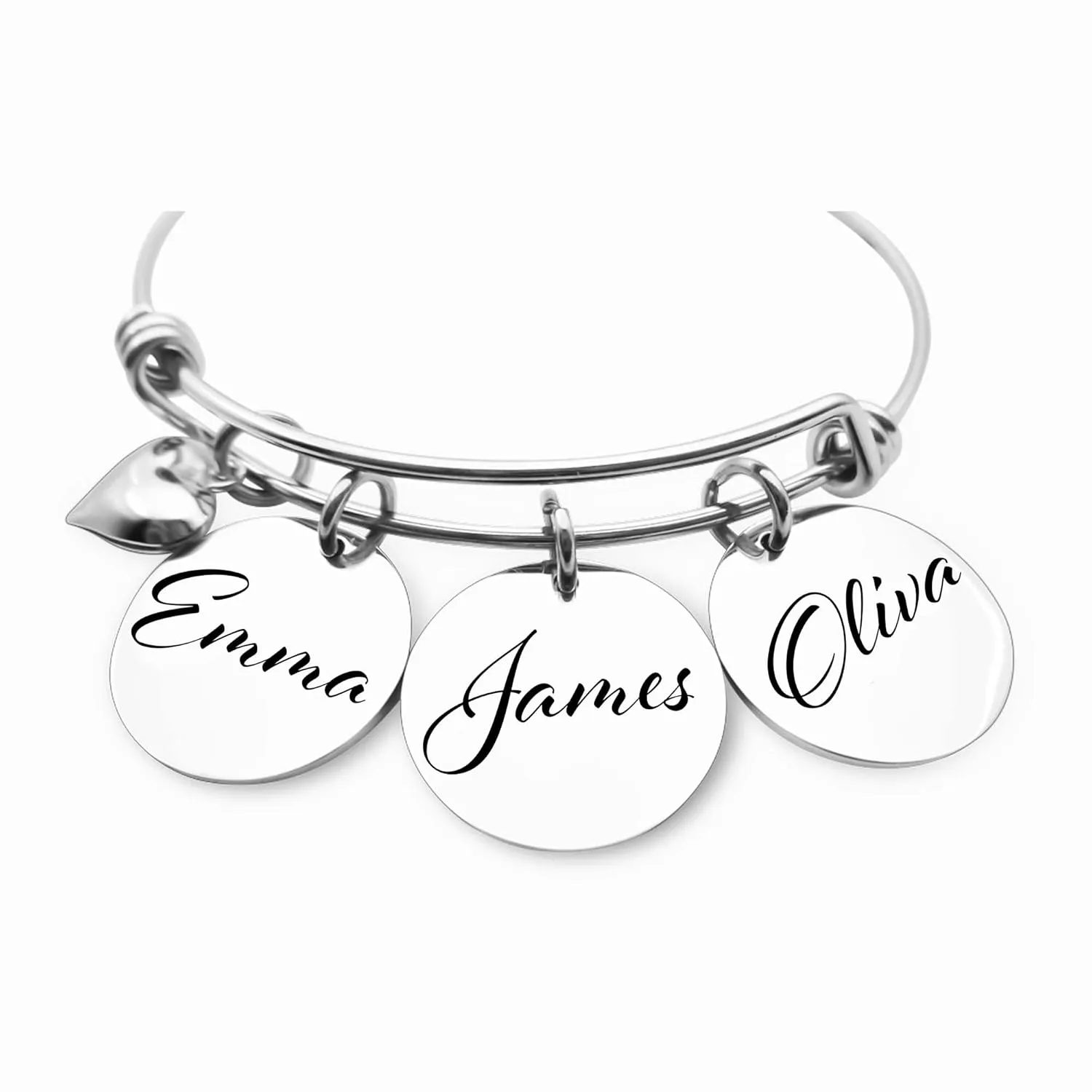 Mothers Day Gifts-Customizable Bangle Bracelet With Name Charms Gift For Mom-Grandma- Godmother