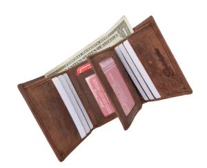 New RFID Blocking Mens Vintage Soft Genuine Leather Classic Trifold Wallet  RFID1107HTC