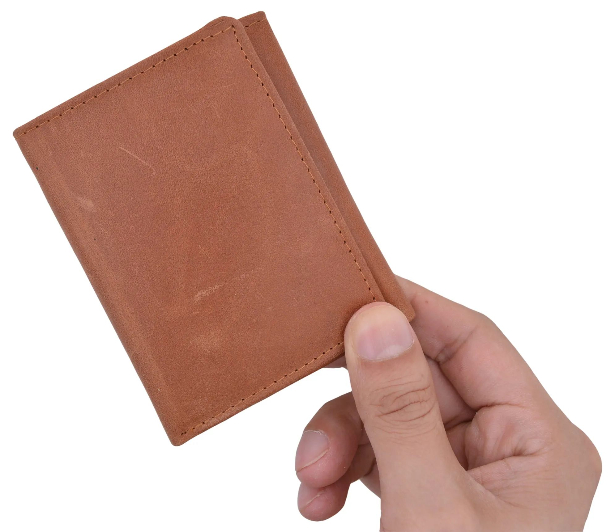 New RFID Blocking Mens Vintage Soft Genuine Leather Classic Trifold Wallet  RFID1107HTC