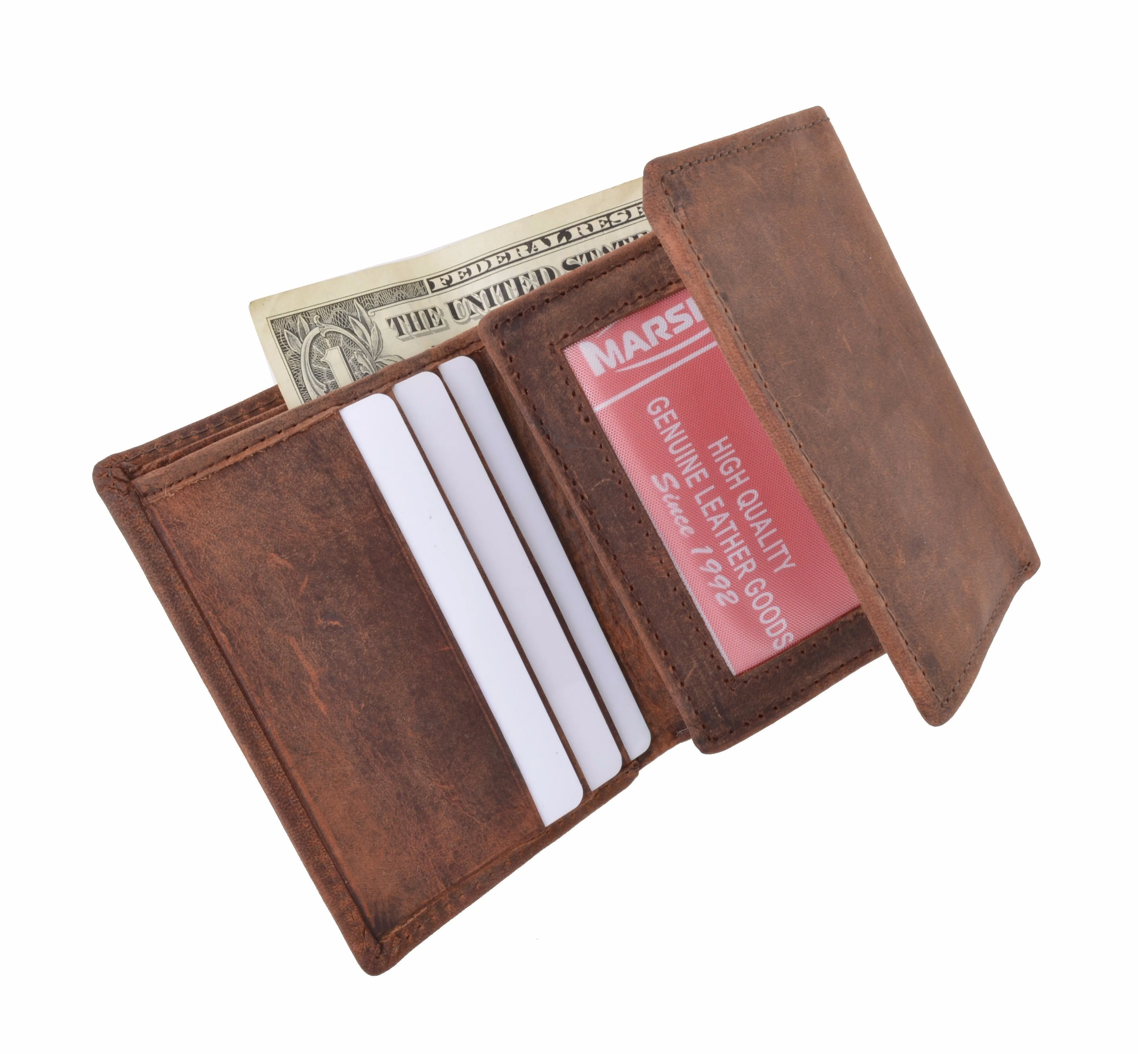New RFID Blocking Mens Vintage Soft Genuine Leather Classic Trifold Wallet  RFID1107HTC