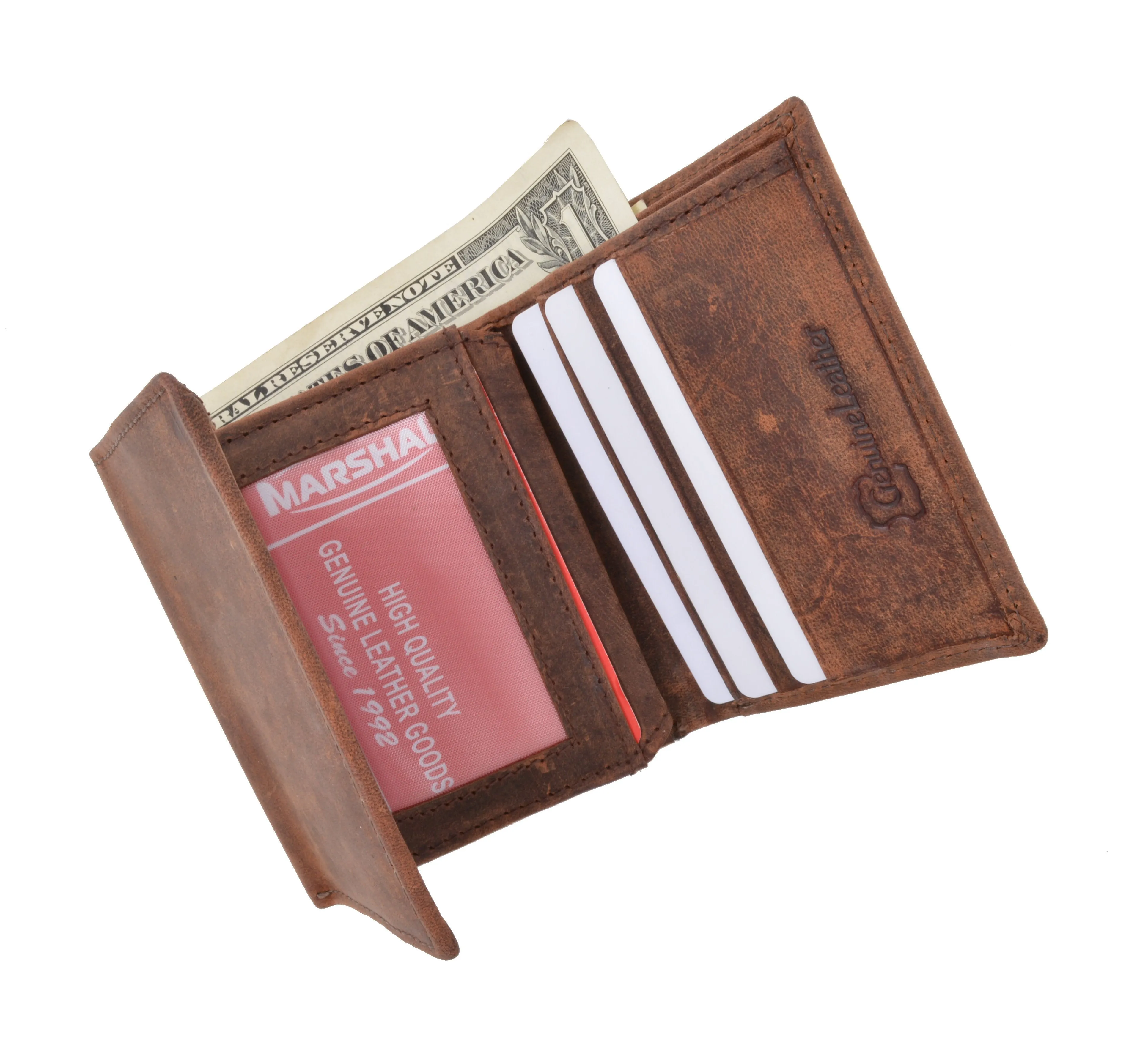 New RFID Blocking Mens Vintage Soft Genuine Leather Classic Trifold Wallet  RFID1107HTC