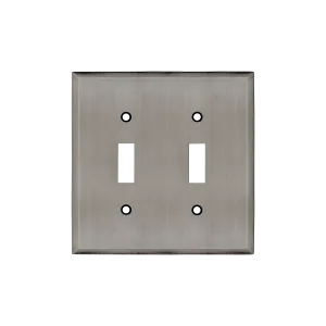 New York Switch Plate with Double Toggle in Antique Pewter