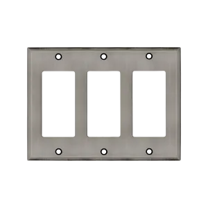 New York Switch Plate with Triple Rocker in Antique Pewter