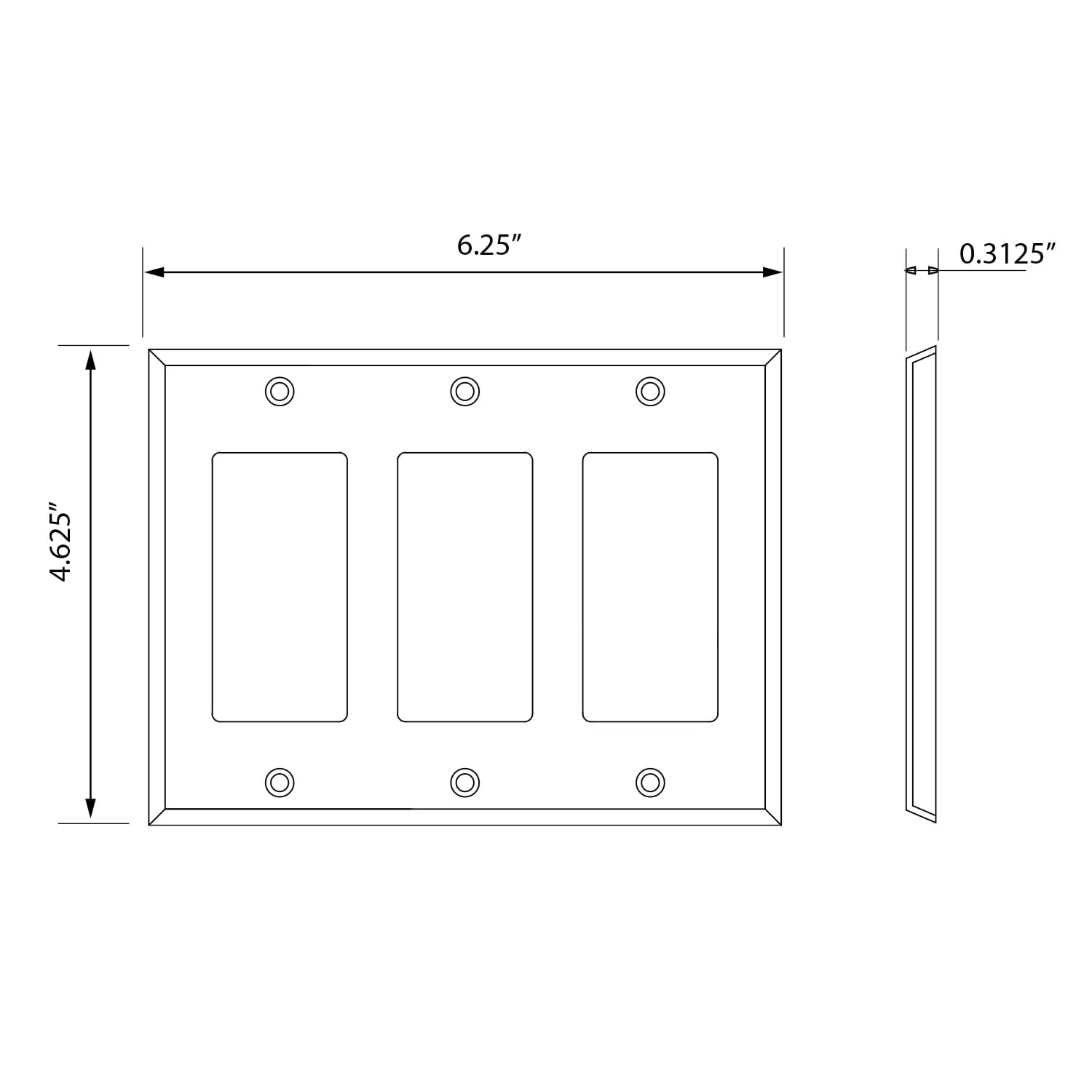 New York Switch Plate with Triple Rocker in Antique Pewter