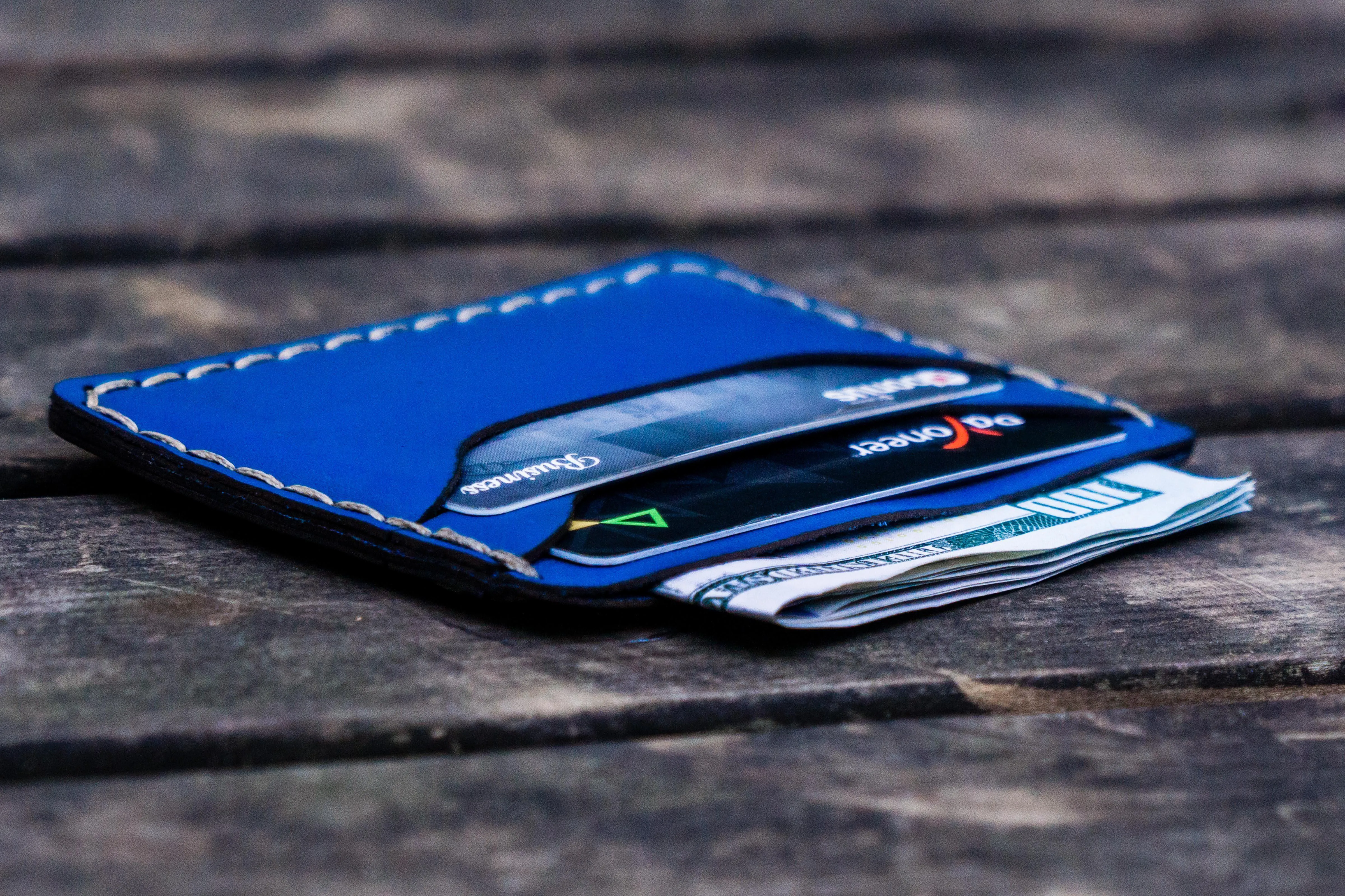 No.40 Handmade Leather Slim Card Wallet - Blue