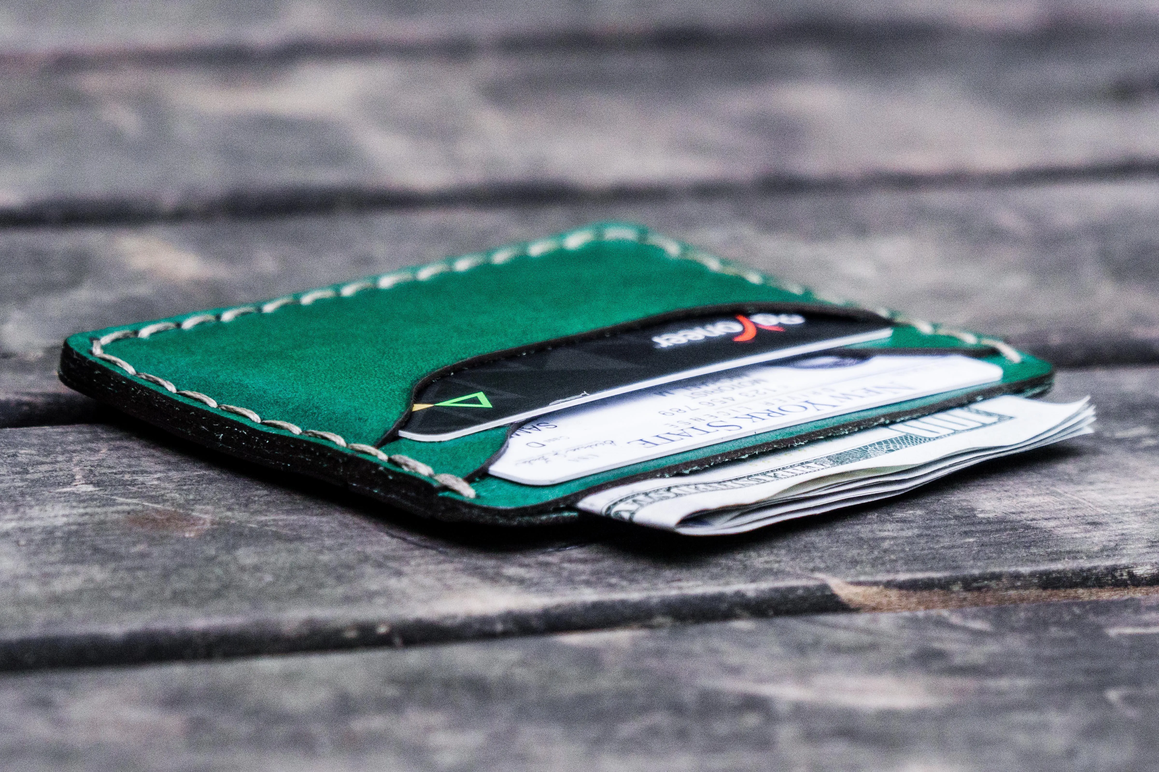 No.40 Handmade Leather Slim Card Wallet - Green