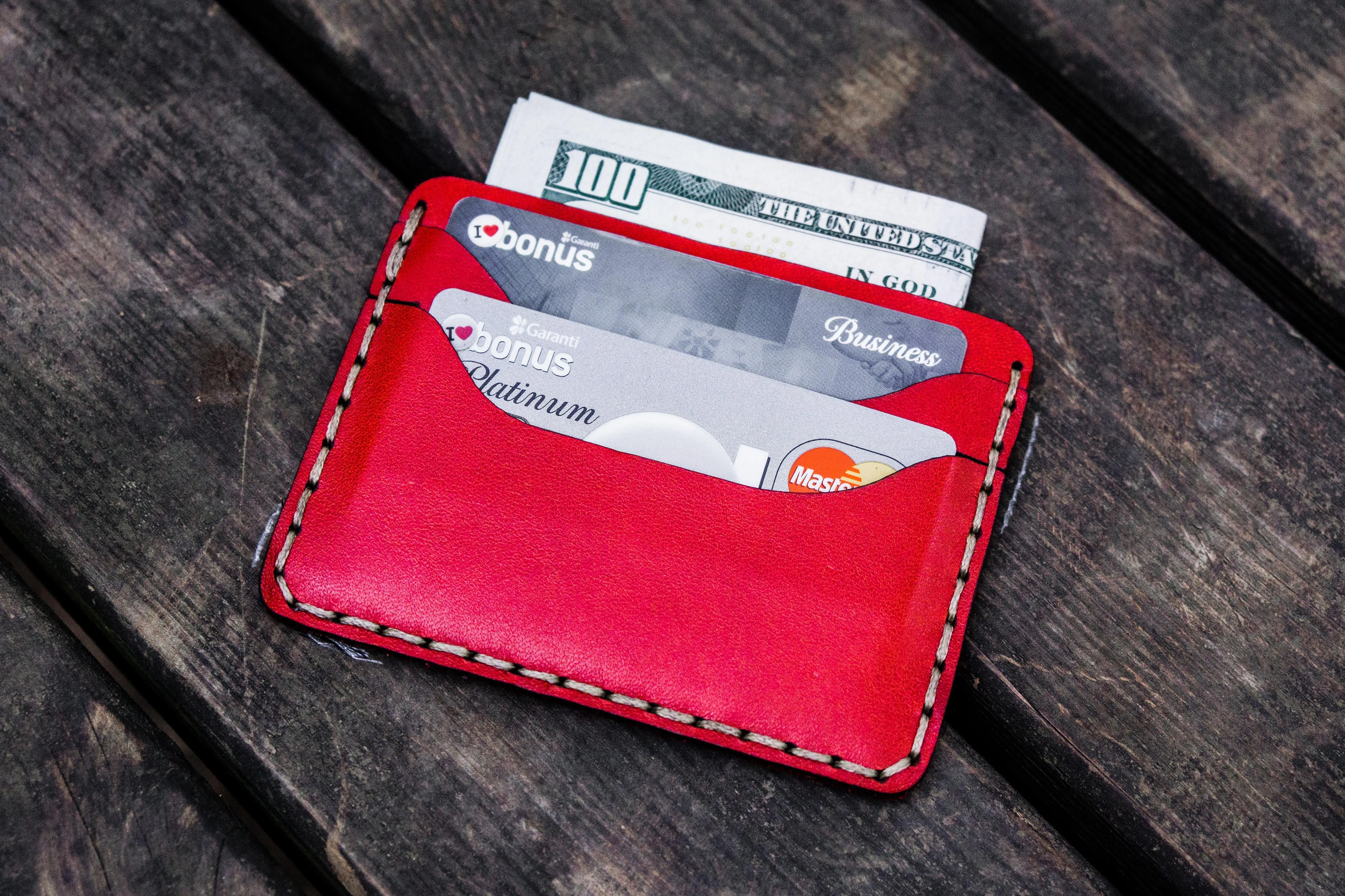 No.40 Handmade Leather Slim Card Wallet - Red