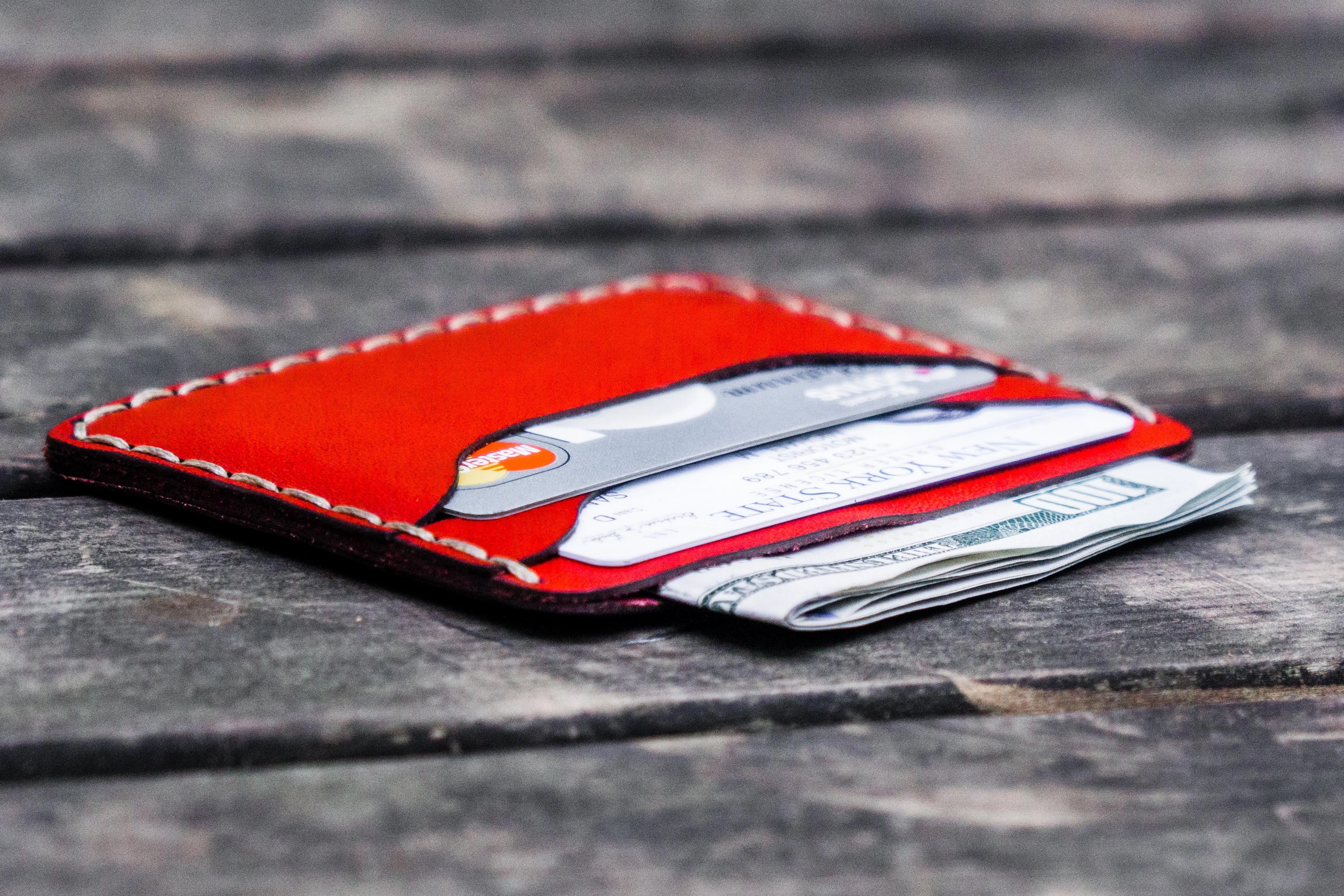 No.40 Handmade Leather Slim Card Wallet - Red