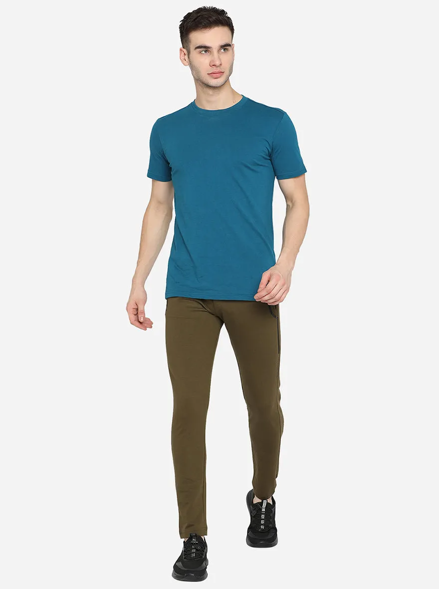 Olive Brown Solid Regular Fit Track Pant | JadeBlue