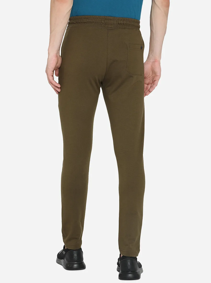 Olive Brown Solid Regular Fit Track Pant | JadeBlue