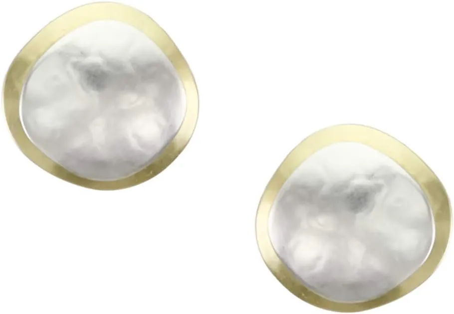 Organic Discs Clip on Earring in Brass and Silver