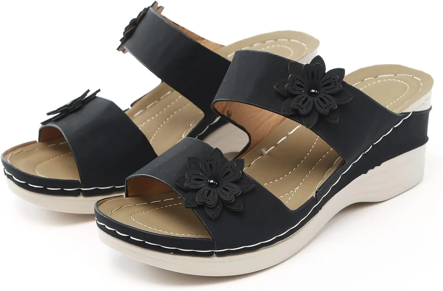 Ortho Walking Sandals for Women Sandals Women Dressy Summer Flat Gold 12w Diabetic Sandals for Women Wide Orthotic Slippers for Plantar Fasciitis Black Flats Shoes Women Women's Dressy Sandals