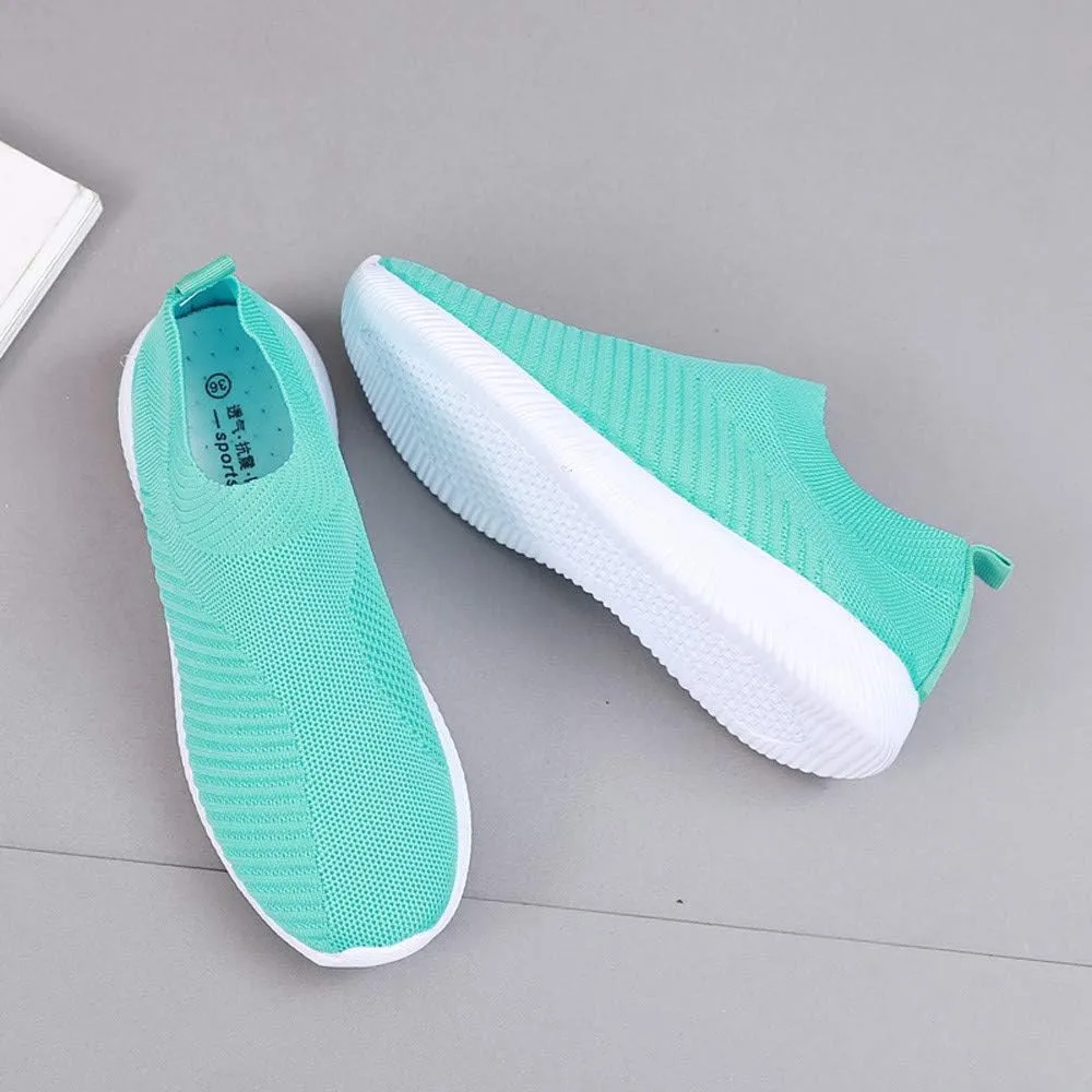 Orthopedic Walking Shoes for Women Comfort Slip On Casual Running Shoes Mesh Breathable Lightweight Cushion Sneakers Wide Width Work Woven Sneakers