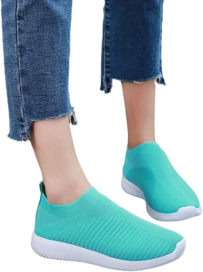Orthopedic Walking Shoes for Women Comfort Slip On Casual Running Shoes Mesh Breathable Lightweight Cushion Sneakers Wide Width Work Woven Sneakers