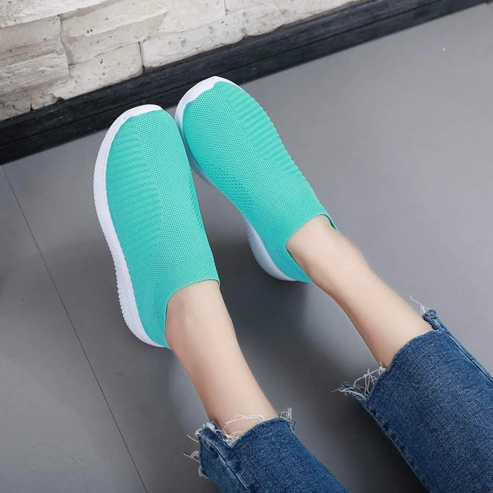 Orthopedic Walking Shoes for Women Comfort Slip On Casual Running Shoes Mesh Breathable Lightweight Cushion Sneakers Wide Width Work Woven Sneakers