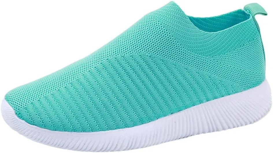 Orthopedic Walking Shoes for Women Comfort Slip On Casual Running Shoes Mesh Breathable Lightweight Cushion Sneakers Wide Width Work Woven Sneakers