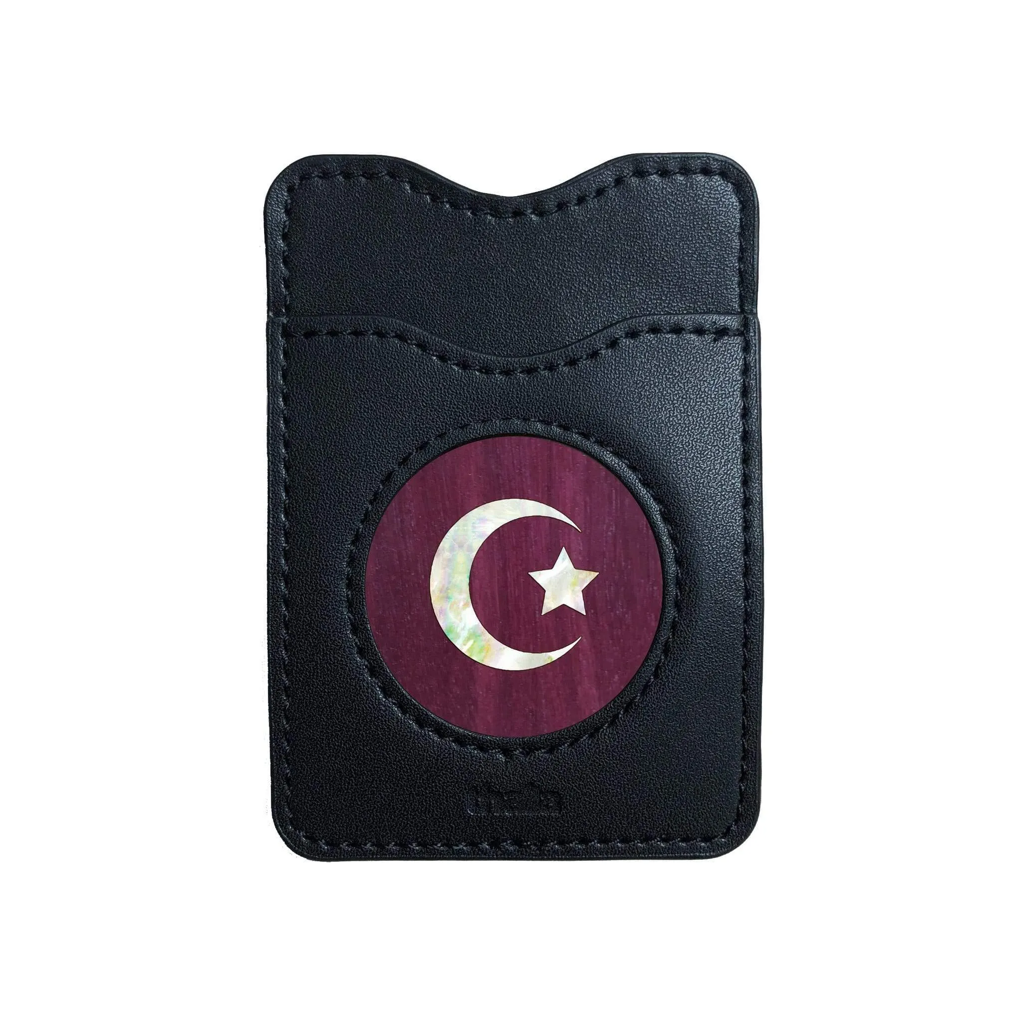 Pearl Crescent Moon & Star | Leather Phone Wallet