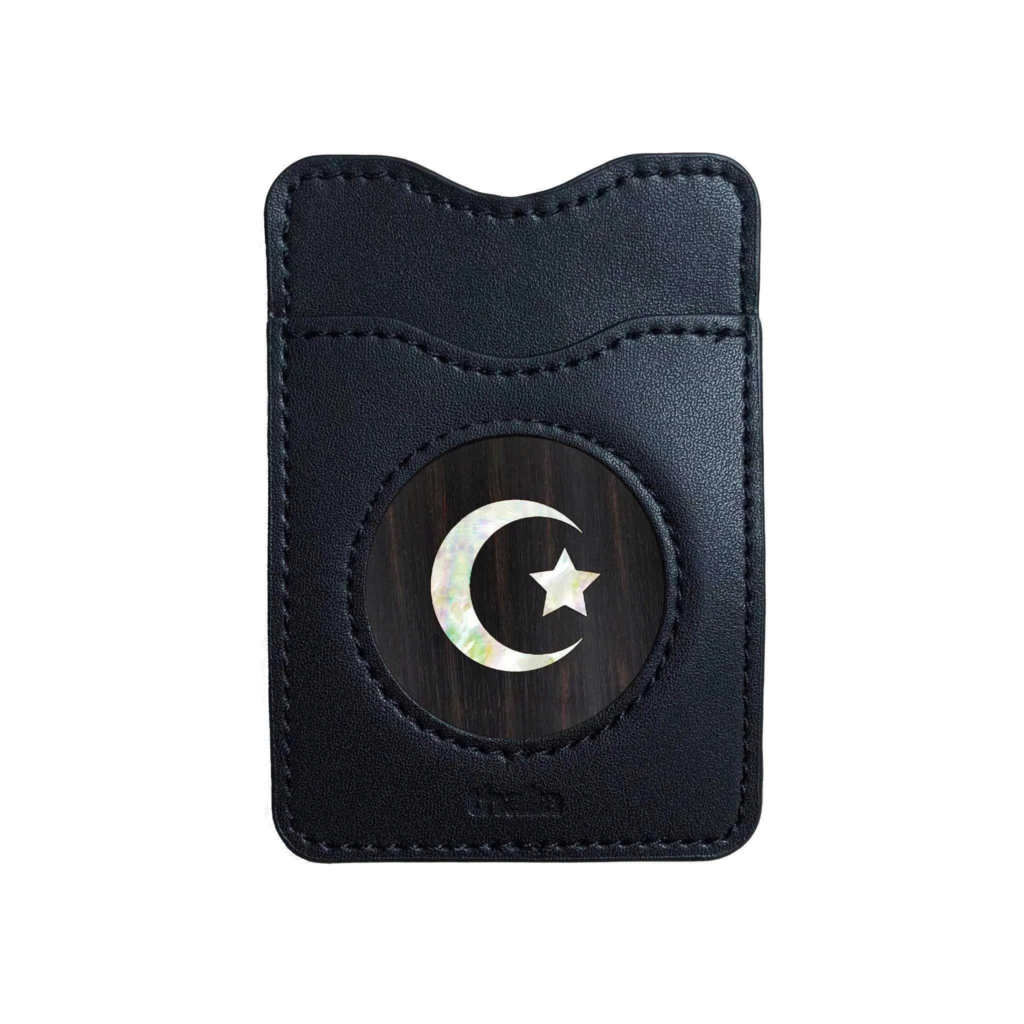 Pearl Crescent Moon & Star | Leather Phone Wallet