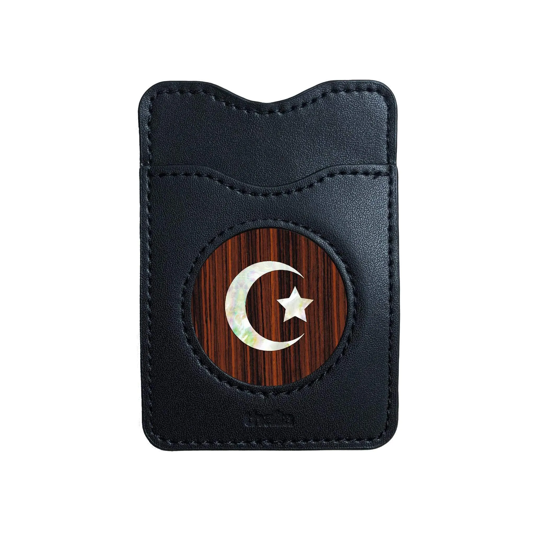 Pearl Crescent Moon & Star | Leather Phone Wallet