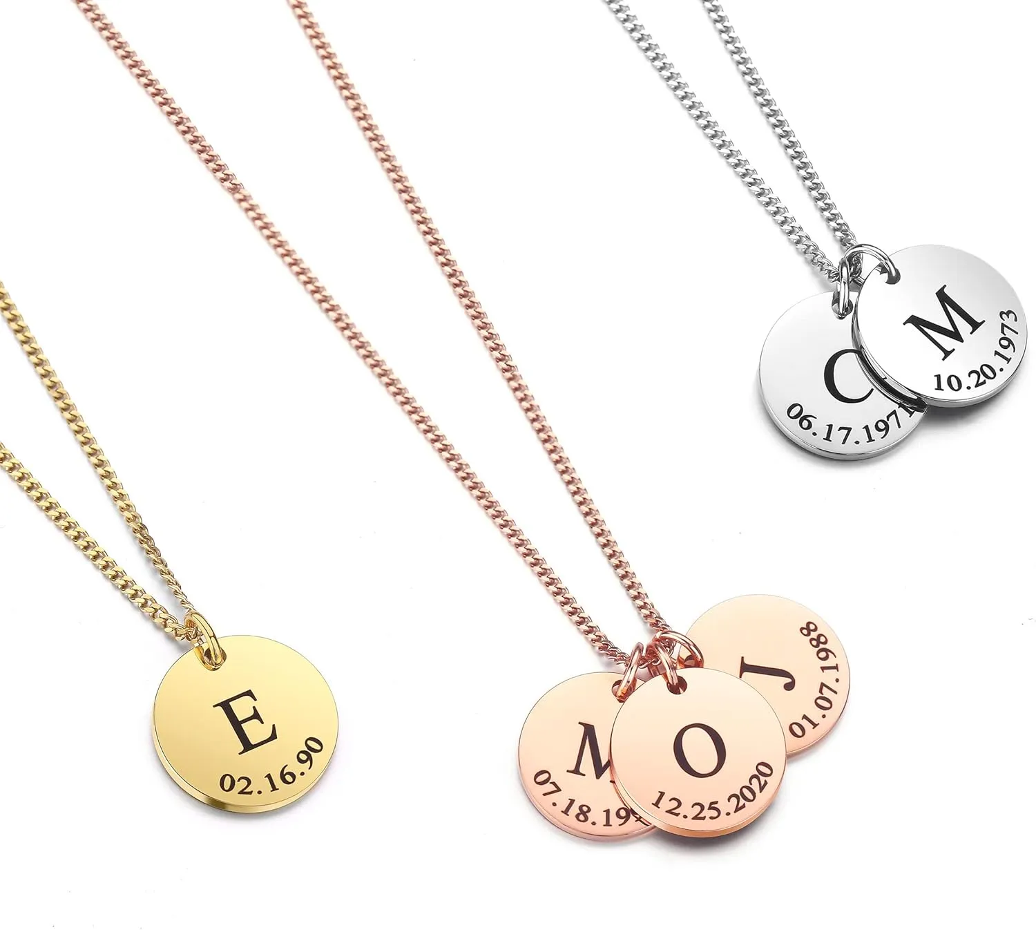Personalized Initial Necklace, Customized Letter Date Necklace for Women Girl, Personalized Birthday Gift for Family Friends, Monogram and Birthday Necklace for Mom