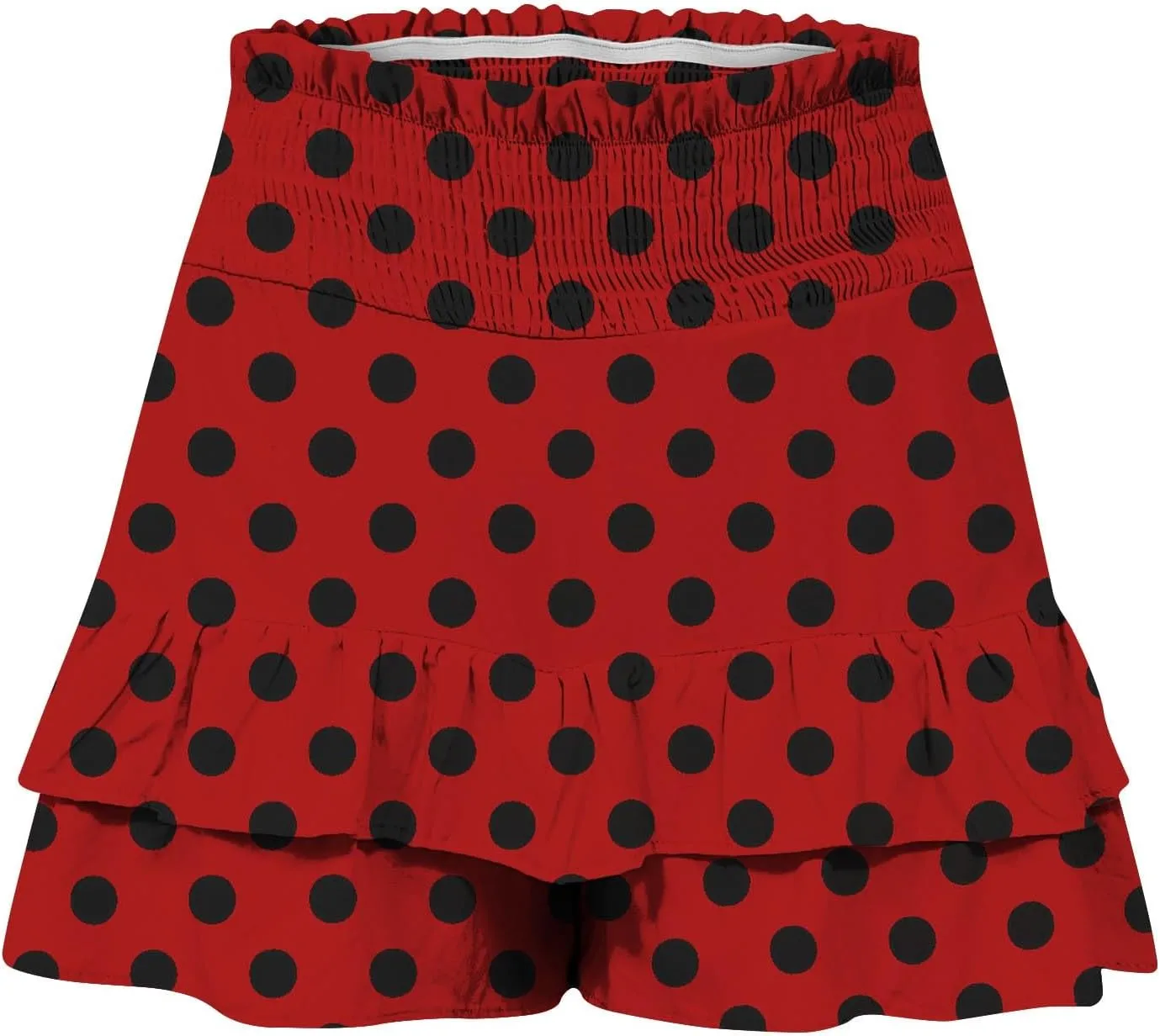 Polka Dot Ruffle Shorts Skirt, Womens High Waist Elastic Waistband Layered Mini Skort Casual Summer Fashion Pants Skirt