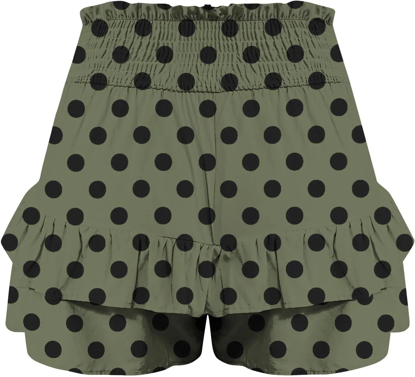 Polka Dot Ruffle Shorts Skirt, Womens High Waist Elastic Waistband Layered Mini Skort Casual Summer Fashion Pants Skirt