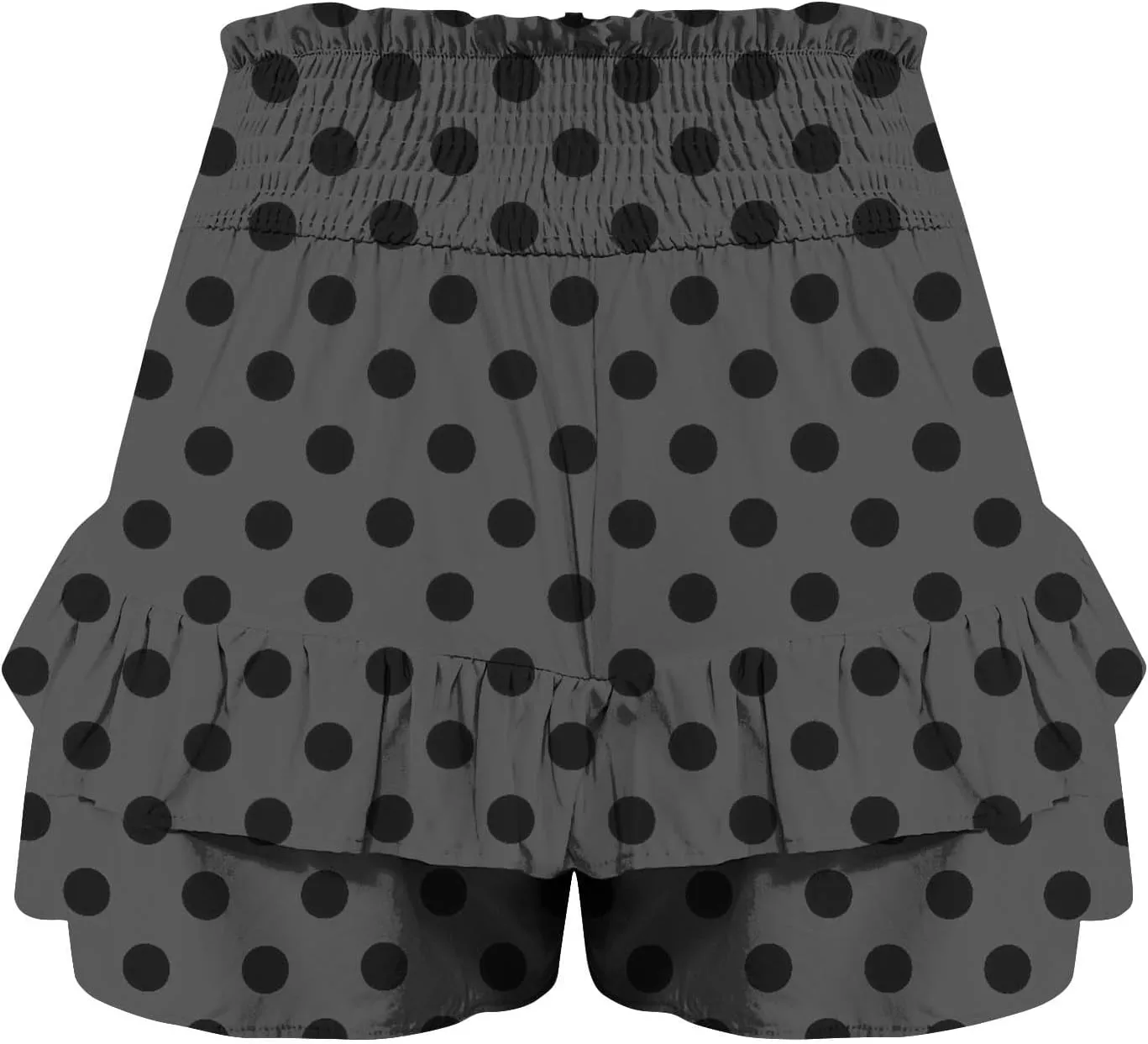 Polka Dot Ruffle Shorts Skirt, Womens High Waist Elastic Waistband Layered Mini Skort Casual Summer Fashion Pants Skirt
